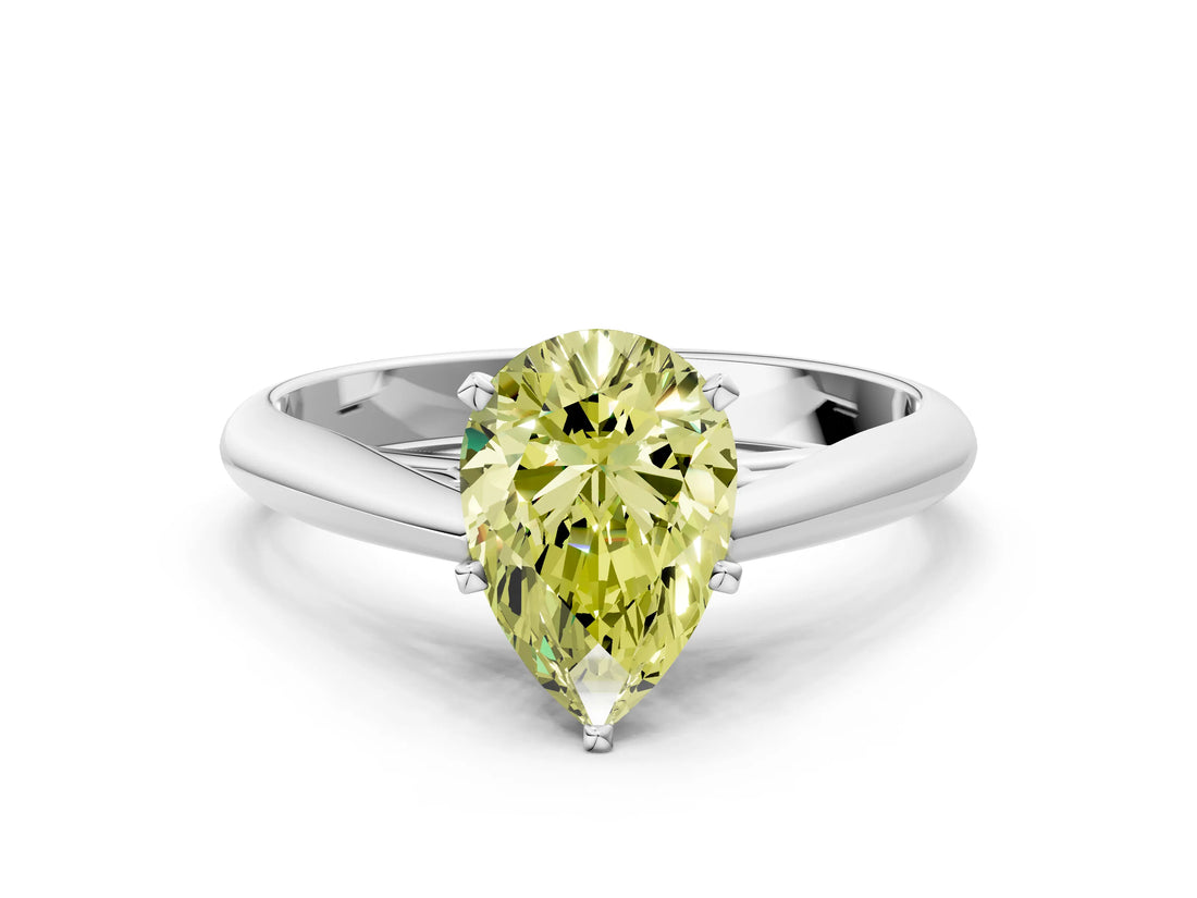 Platinum Fancy Yellow Pear Cut Diamond Solitaire Engagement Ring with Cathedral Setting and Four-Prong Mount_18