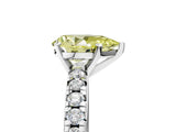 Platinum Fancy Yellow Pear Cut Diamond Solitaire Pavé Engagement Ring with Round Band and Prong Setting_6