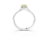 Platinum Fancy Yellow Pear Cut Diamond Solitaire Ring with Flower Prong Setting and Classic Band_15