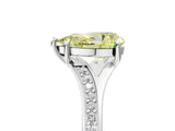 Platinum Fancy Yellow Pear Cut Diamond Solitaire Ring with Pavé Band and Prong Setting_17