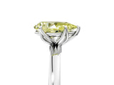 Platinum Fancy Yellow Pear Cut Diamond Solitaire Ring with Thin Band and Prong Setting_5