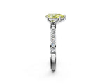 Platinum Fancy Yellow Pear  Cut Diamond Solitaire with Pave Band and Four-Prong Setting 3