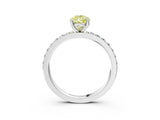 Platinum Fancy Yellow Pear  Cut Diamond Solitaire with Pave Band and Four-Prong Setting 4