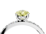 Platinum Fancy Yellow Pear  Cut Diamond Solitaire with Pave Band and Four-Prong Setting 5