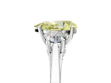 Platinum Fancy Yellow Pear Cut Diamond Three-Stone Engagement Ring with Prong Setting and Pavé Band_17