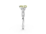 Platinum Fancy Yellow Pear Cut Diamond Three-Stone Ring with Prong Setting and Pavé Band_14