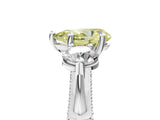 Platinum Fancy Yellow Pear Cut Diamond Three-Stone Ring with Prong Setting and Pavé Band_17