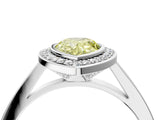 Platinum Fancy Yellow Pear Cut Halo Bezel Diamond Pave Band Ring_10
