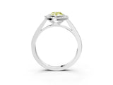 Platinum Fancy Yellow Pear Cut Halo Bezel Diamond Pave Band Ring_9