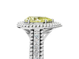 Platinum Fancy Yellow Pear Cut Halo Diamond Ring with Beaded Split Shank and Four-Prong Setting_11