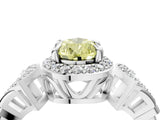 Platinum Fancy Yellow Pear Cut Halo Diamond Split Shank Engagement Ring with Four-Prong Setting_10