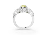 Platinum Fancy Yellow Pear Cut Halo Diamond Split Shank Engagement Ring with Four-Prong Setting_9