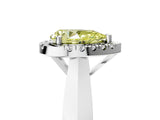 Platinum Fancy Yellow Pear  Cut Halo Solitaire Engagement Ring with Square Band and Four-Prong Setting_17