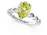 Platinum Fancy Yellow Pear Cut Solitaire Diamond Ring with Infinity Twist Band and Four-Prong Setting_7