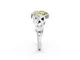 Platinum Fancy Yellow Pear Cut Solitaire Intertwined Band Prong Setting Ring_8