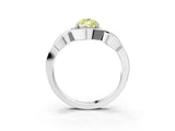 Platinum Fancy Yellow Pear Cut Solitaire Intertwined Band Prong Setting Ring_9