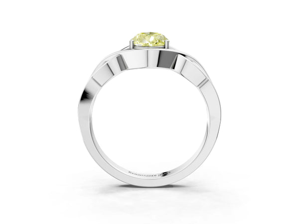 Platinum Pear-Shaped Woven Solitaire Engagement Ring Setting for Fancy Yellow Center