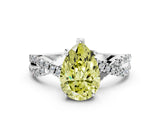 Platinum Fancy Yellow Pear Cut Solitaire Twist Pave Diamond Engagement Ring with Prong Setting_66