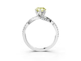 Platinum Fancy Yellow Pear Cut Solitaire Twist Pave Diamond Engagement Ring with Prong Setting_69