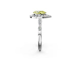 Platinum Fancy Yellow Pear  Halo Diamond Engagement Ring with Twisted Band and Four-Prong Setting 2