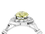 Platinum Fancy Yellow Pear  Halo Diamond Engagement Ring with Twisted Band and Four-Prong Setting 4