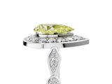 Platinum Fancy Yellow Pear  Halo Diamond Engagement Ring with Twisted Band and Four-Prong Setting 5