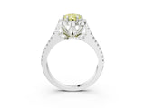 Platinum Fancy Yellow Pear  Halo Diamond Floral Split Shank Engagement Ring 3