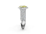 Platinum Fancy Yellow Pear  Halo Round Diamond Pave Band with Prong Setting 2
