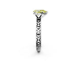 Platinum Fancy Yellow Pear  Solitaire Diamond Engagement Ring with XO Engraved Band and Four-Prong Setting 3