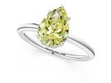 Platinum Fancy Yellow Pear  Solitaire Diamond Ring with a Classic Band and Four-Prong Setting 1