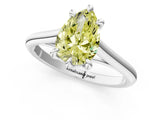 Platinum Fancy Yellow Pear  Solitaire Engagement Ring with Six-Prong Setting and Classic Band 1