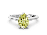Platinum Fancy Yellow Pear  Solitaire Engagement Ring with Six-Prong Setting and Classic Band