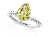 Platinum Fancy Yellow Pear  Solitaire Twist Band Ring with Four-Prong Setting_1