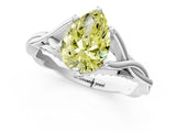 Platinum Fancy Yellow Pear  Solitaire Twist Band Six-Prong Setting 3