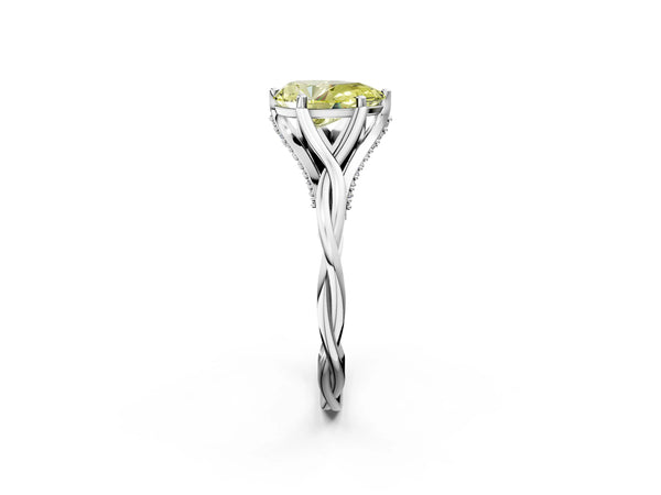 Platinum Fancy Yellow Pear  Solitaire Twist Band Six-Prong Setting