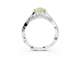 Platinum Fancy Yellow Pear  Solitaire Twist Band Six-Prong Setting 5
