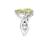 Platinum Fancy Yellow Pear  Solitaire Twist Band with Leaf Prong Setting