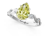 Platinum Fancy Yellow Pear  Solitaire Twisted Band with Prong Setting 1