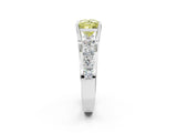 Platinum Fancy Yellow Princess  Brilliant Solitaire with Side Stones on a Pave Band and Four-Prong Setting_14