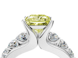 Platinum Fancy Yellow Princess  Brilliant Solitaire with Side Stones on a Pave Band and Four-Prong Setting_16
