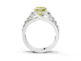 Platinum Fancy Yellow Princess Cut Brilliant Diamond Pavé Band with Six-Prong Setting_21