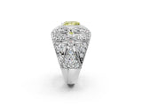 Platinum Fancy Yellow Princess Cut Brilliant Halo Pave Diamond Milgrain Ring_8