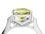 Platinum Fancy Yellow Princess Cut Brilliant Solitaire Diamond Ring with Channel Set Band and Bar Prong Setting_10