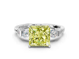Platinum Fancy Yellow Princess Cut Brilliant Three-Stone Pave Band with Four-Prong Setting_6