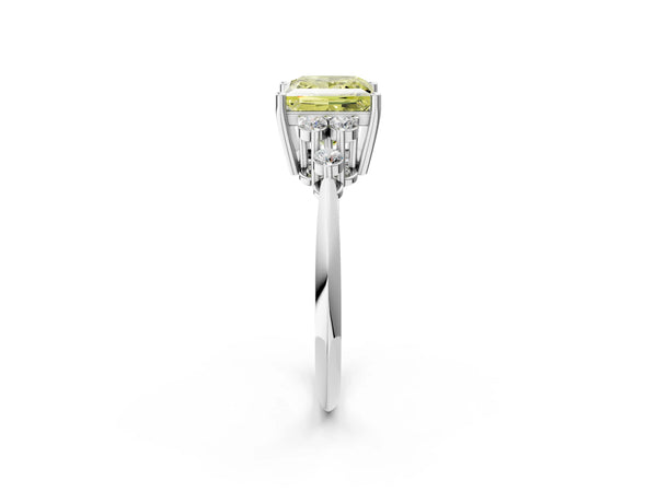 Platinum Princess Cut Cluster Accent Engagement Ring Setting for Fancy Yellow Center