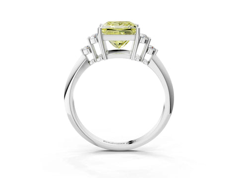 Platinum Fancy Yellow Princess Cut Cut Diamond Cluster Ring with Solitaire Band and Four-Prong Setting_27