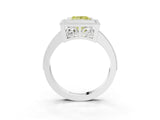 Platinum Fancy Yellow Princess Cut Cut Halo Pavé Diamond Ring_15
