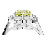 Platinum Fancy Yellow Princess Cut Diamond Floral Halo Split Shank Prong Setting Ring_10