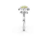 Platinum Fancy Yellow Princess Cut Diamond Floral Halo Split Shank Prong Setting Ring_8
