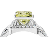 Platinum Fancy Yellow Princess Cut Diamond Halo Ring with Split Shank and Bezel Accents and Four-Prong Setting_10